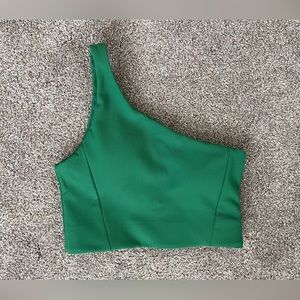 WILO The Label Kelly Green One Shoulder Sports Bra Sz XS